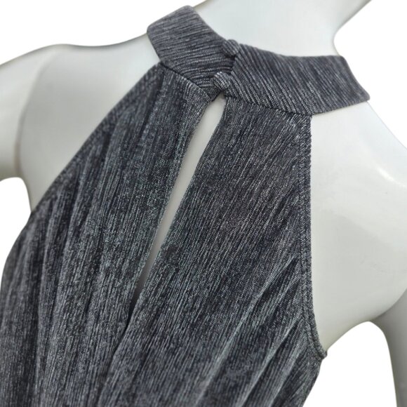NINE WEST Shimmering Silver Chrome Halter Swing Dress sz - Picture 5 of 6